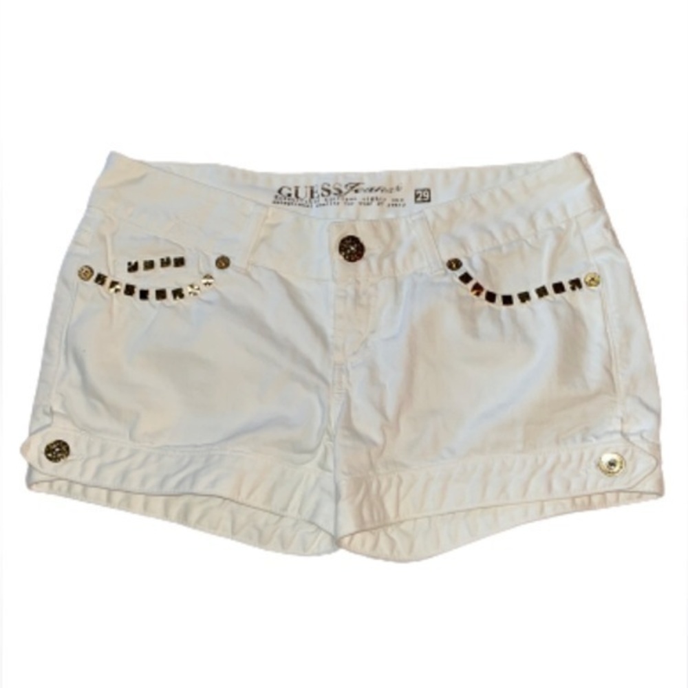 Guess Jeans white Denim shorts with gold accents size 29
